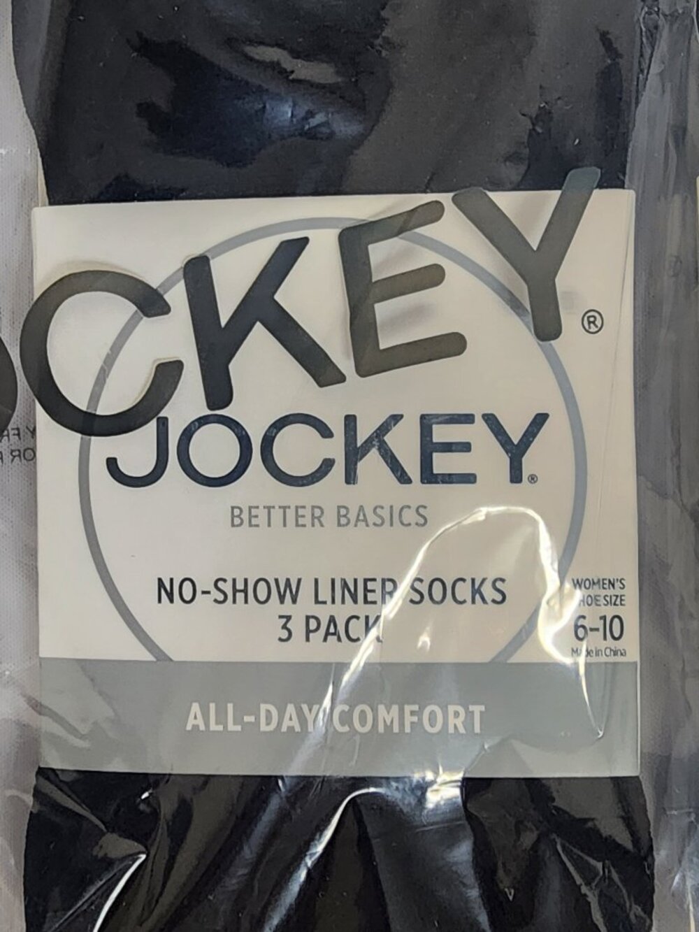 Jockey No-Show Liner Socks 3 Pack Black x2